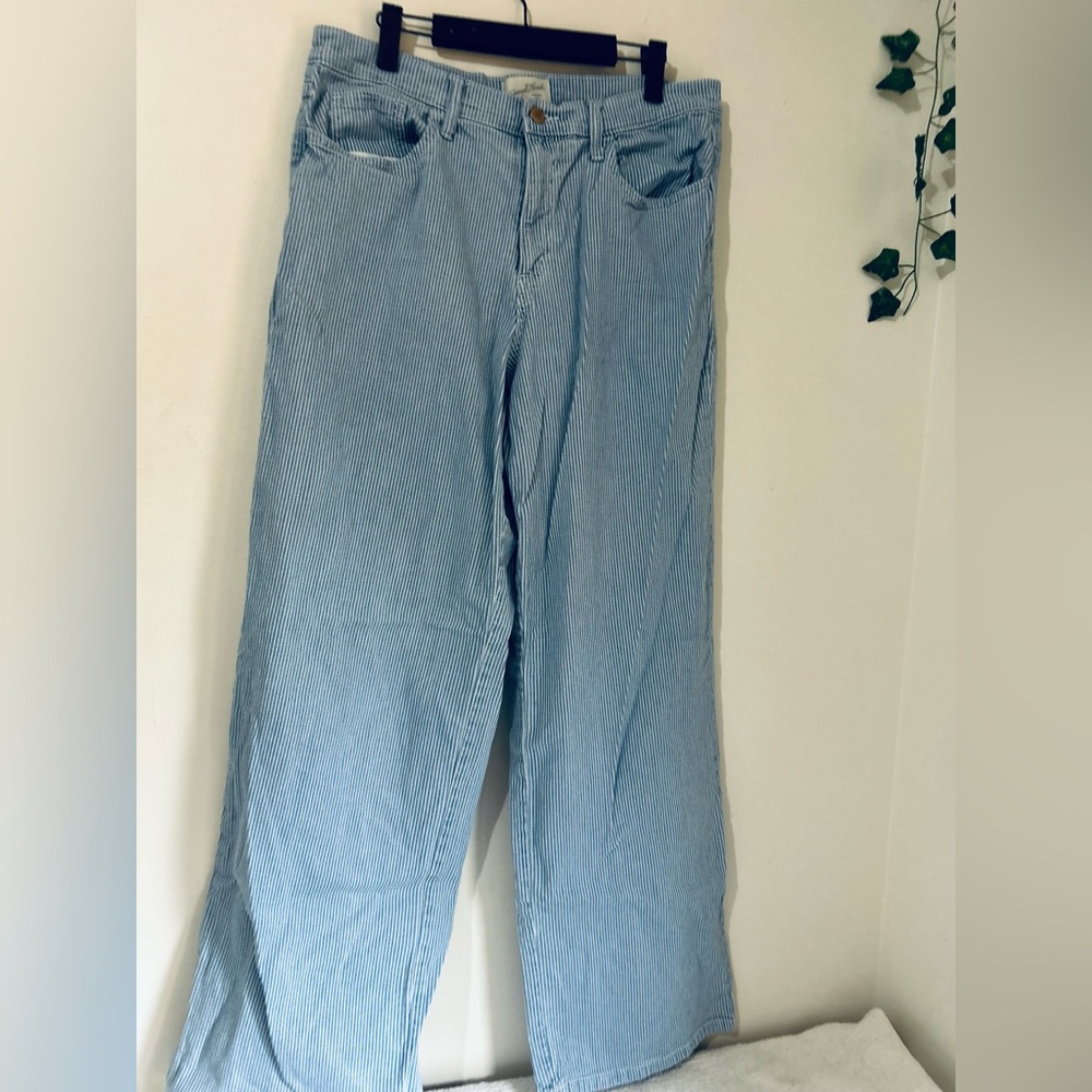 Universal Thread Light Blue Striped Wide-Leg Pants - image 1